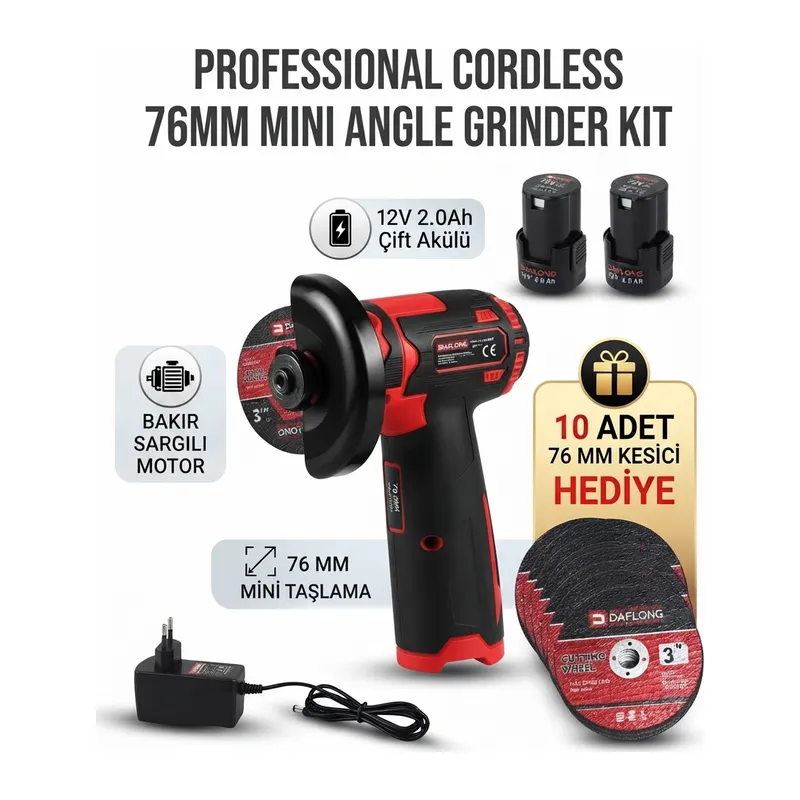 Çift Akülü Mini Taşlama Makinesi