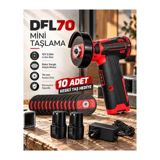 DFL70 Mini Taşlama 12V 2.0Ah Li-Ion Çift Akülü 76 mm Kesici Disk 10 Adet Kesici Taş Hediyeli