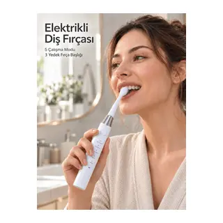 Günlük Ağız Bakımı İçin 5 Modlu Şarj Edilebilir Beyaz Elektrikli Diş Fırçası