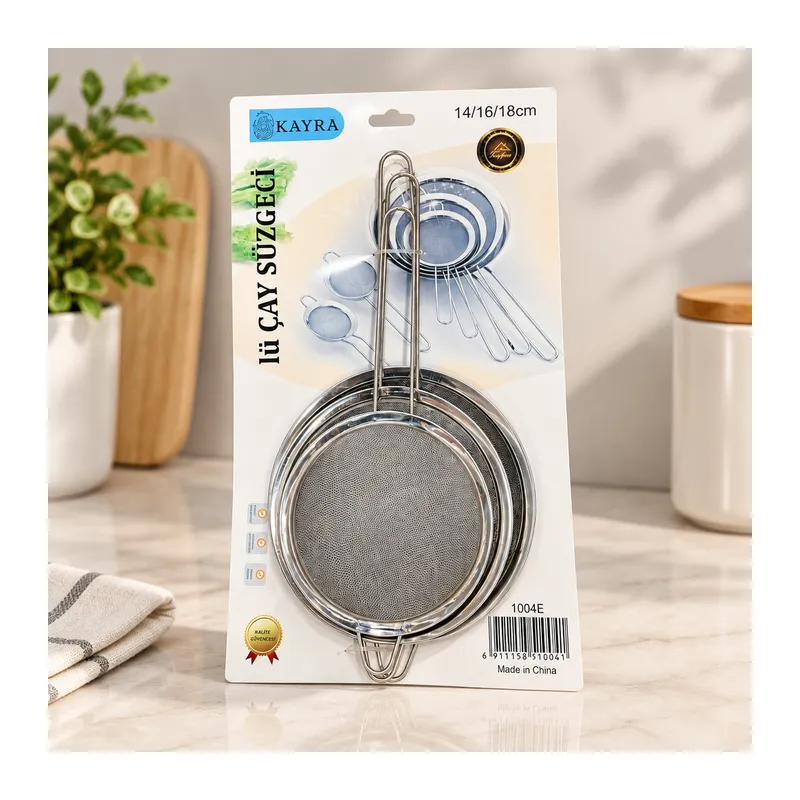 3 Parça Metal Süzgeç 14-16-18 cm