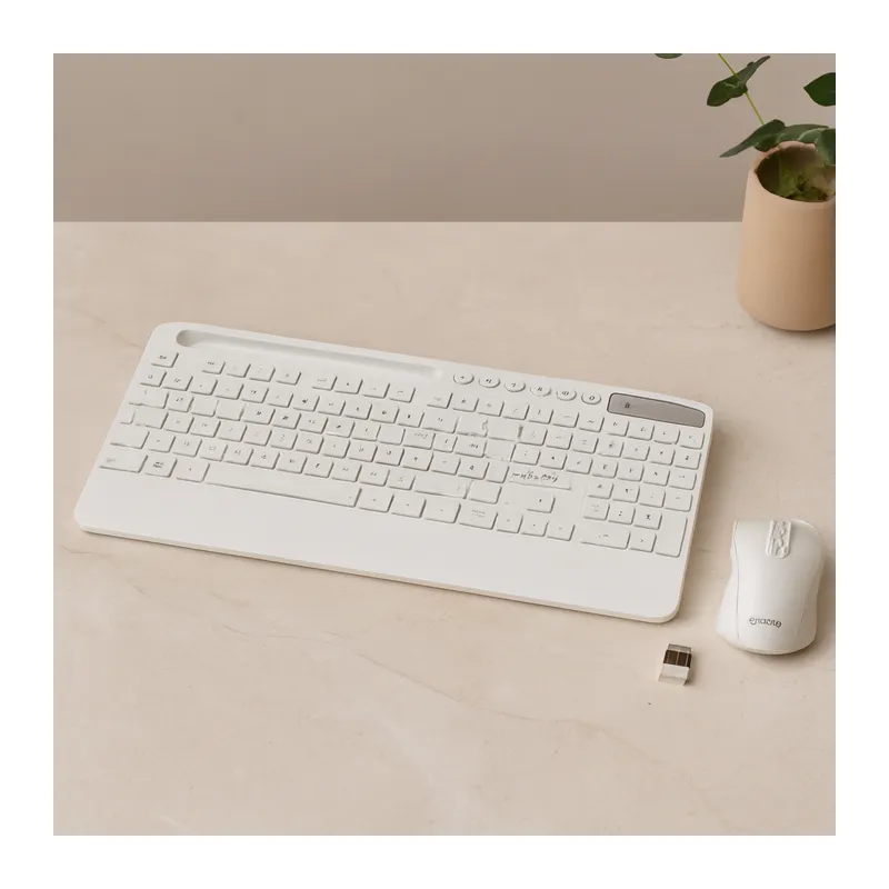 Kablosuz Klavye Mouse Seti - Tablet/Telefon Standlı - Beyaz - Q Klavye