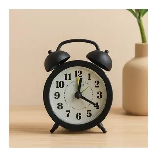 Klasik Kulaklı Masa Çalar Saat (Pilli, Sessiz Akrep, 8.5 cm)