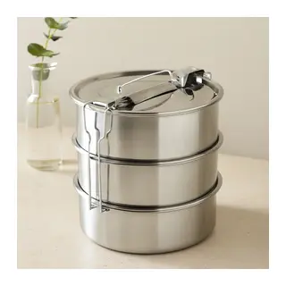 3 Katlı Çelik Sefer Tası 16 cm - Yemek Taşıma Kabı