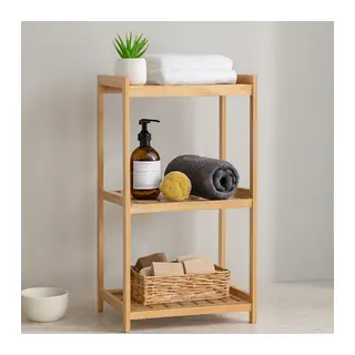 3 Katlı Çok Amaçlı Ahşap Bambu Raf Organizer 36x32x80 cm