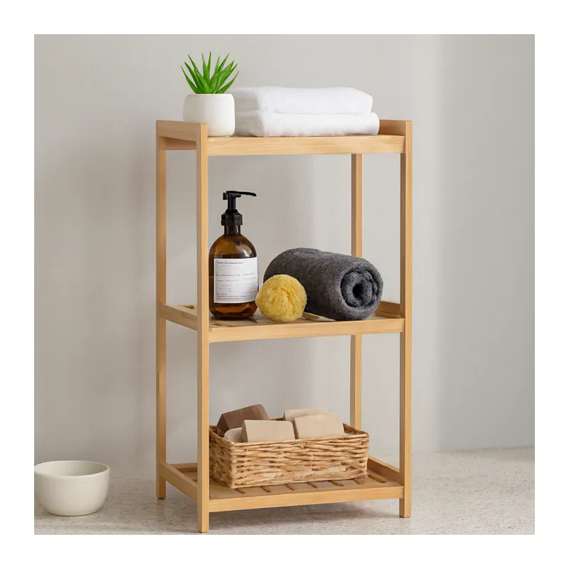 3 Katlı Çok Amaçlı Ahşap Bambu Raf Organizer 36x32x80 cm