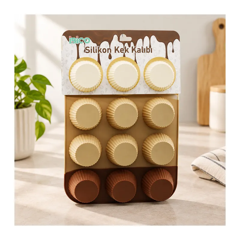 Silikon Muffin Kek Kalıbı Askılı Klasik Çizgili