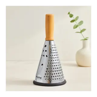 8" Ahşap & Bambu Saplı Çelik Rende (Silikon Taban, 3 Bölümlü)