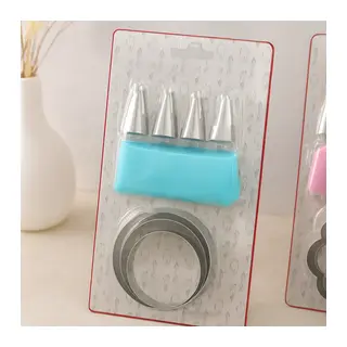 Pasta Süsleme Seti 8 Parça (Krema Torbası, Metal Uçlar, Kurabiye Kalıpları)