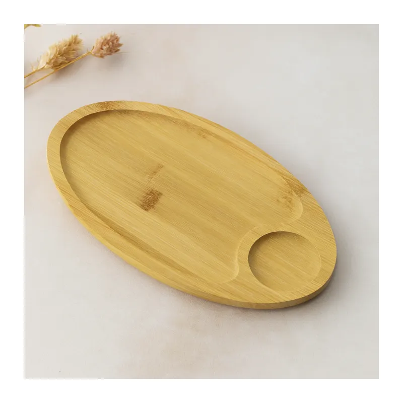 Bambu Oval 2 Bölmeli Mini Servis Tepsisi 25x14x1.4 cm