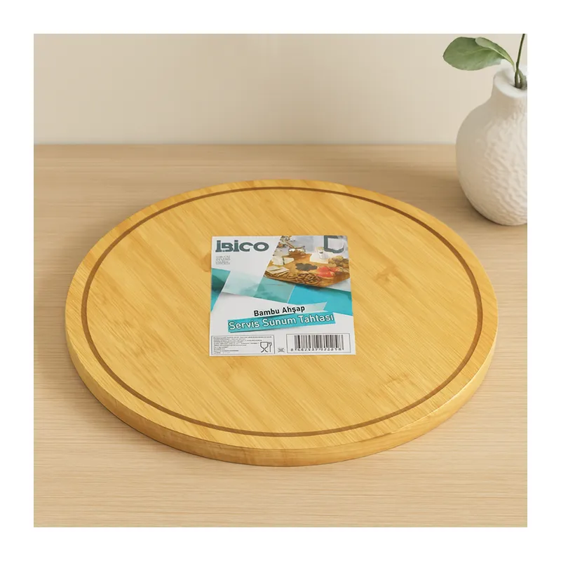 Yuvarlak 29.7 cm Bambu Döner Sunum Tepsisi (360°)