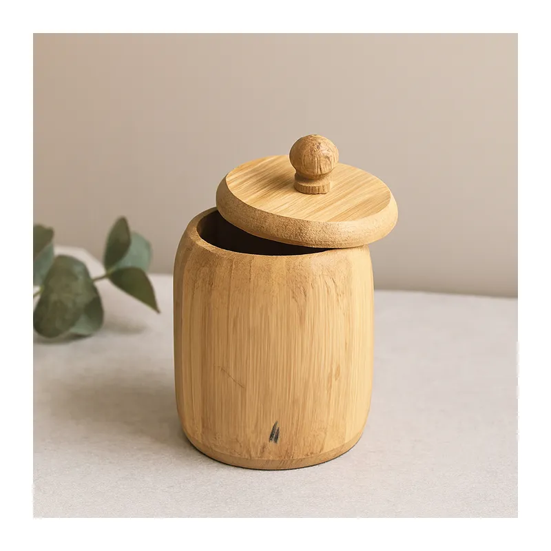 Kapaklı Ahşap Bambu Şekerlik 7.5 x 8.5 cm