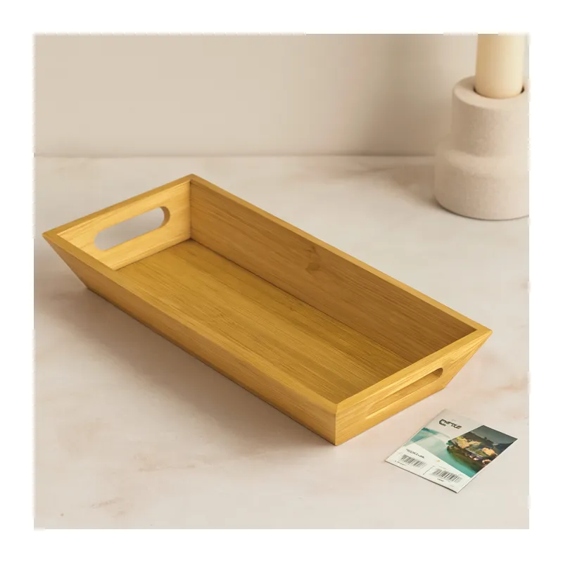 Bambu Sunum Tepsisi 16x35x4.5 cm (Çift Kulplu)
