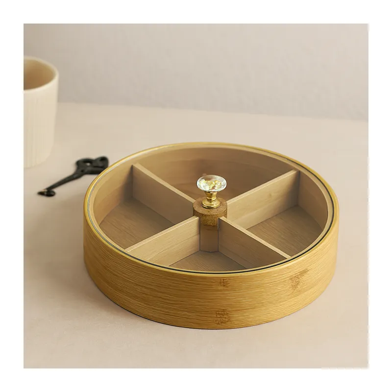 Bambu 4 Bölmeli Kapaklı Servis Sunum Kutusu 22 cm
