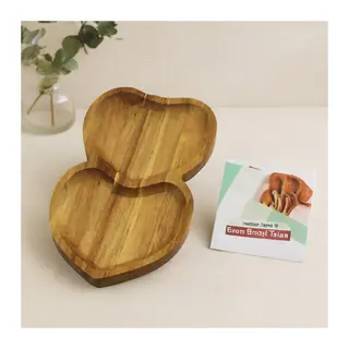 Akasya Kalpli 2 Bölmeli Ahşap Servis Tepsisi 25x14x1.4 cm