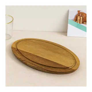 Akasya Oval Ahşap Servis Tepsisi (Kenar Kanallı) 24.8x13.8x1.4 cm