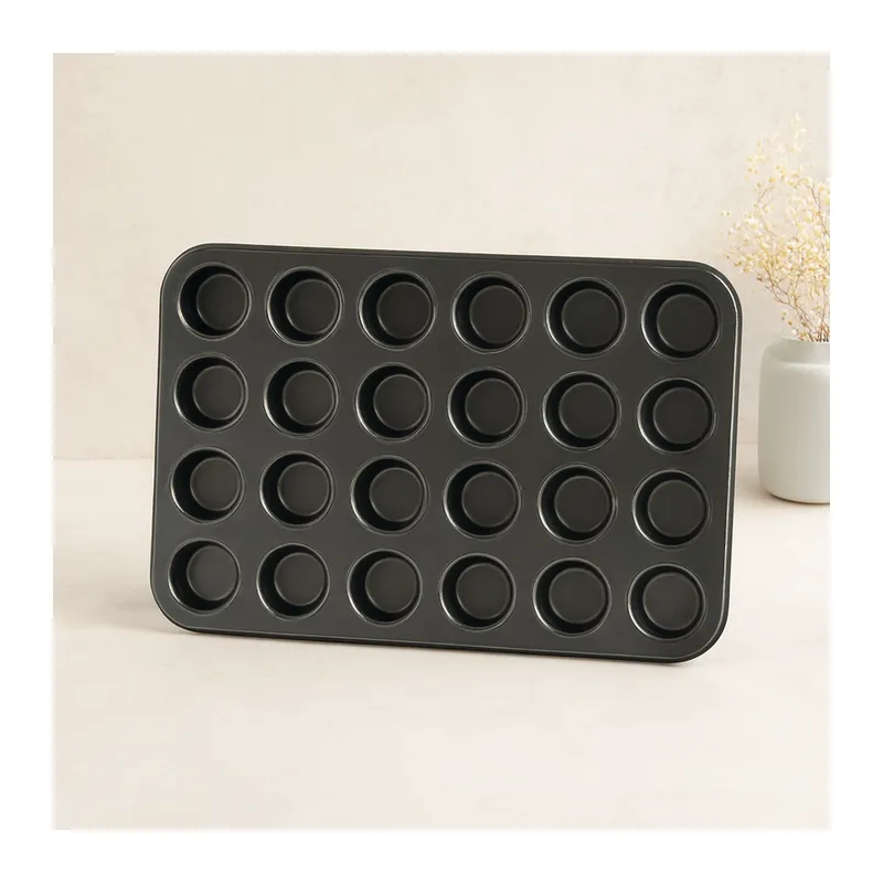 Muffin Kek Kalıbı 24 Bölmeli Siyah Metal