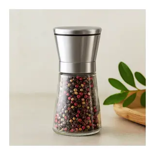 Mini Cam Hazneli Tuz ve Baharat Öğütücü - Krom Kaplama
