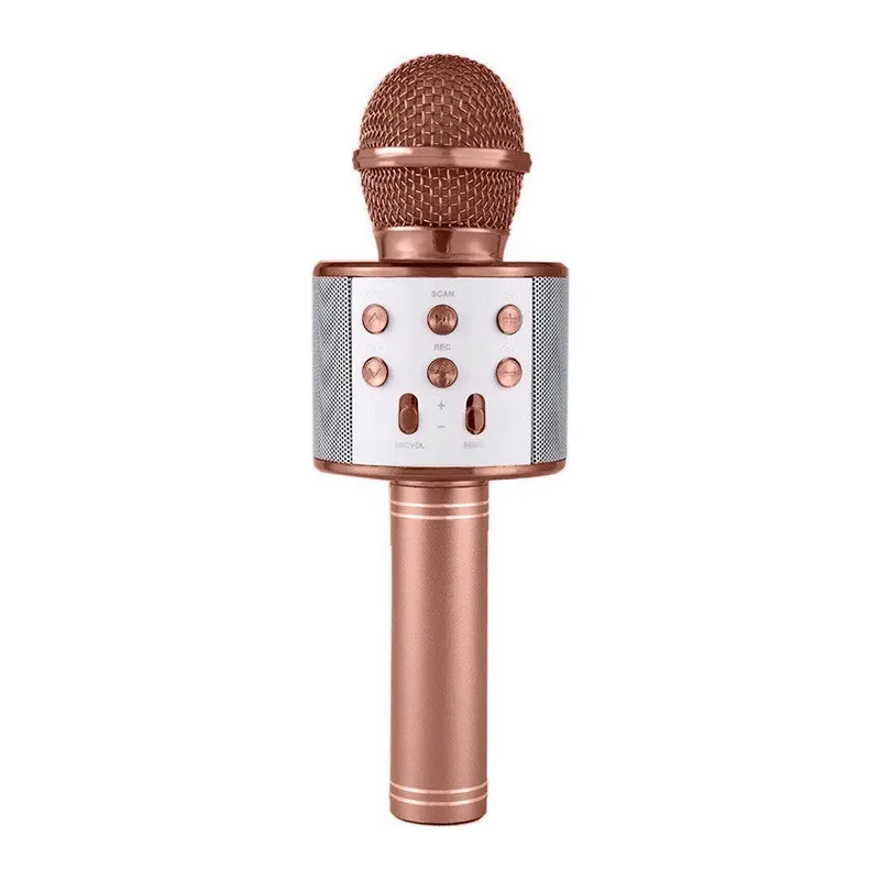 Karaoke Mikrofonlu Hoparlör - Şarjlı -Bluetooth Rose Gold