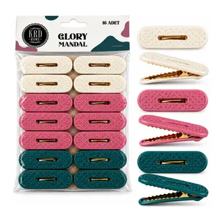 16PCS Çamaşır Mandalı Renkli Plastik - Kabartma Desenli
