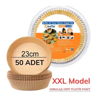 50 Adet Air Fryer Pişirme Kağıdı Tek Kullanımlık 23 Cm Yuvarlak Pişirme Kağıdı XXL PVC li