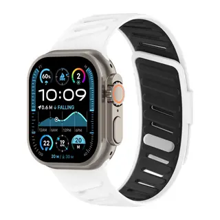 Apple Watch Ultra 49mm Twin Silikon Kordon - Beyaz-Siyah
