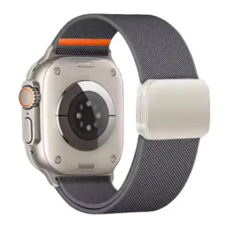 Apple Watch Ultra 49mm Nylon Manyetik Kordon - Gri