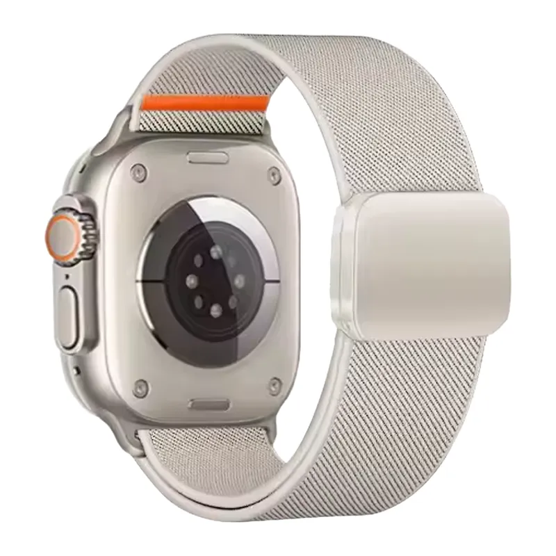 Apple Watch Ultra 49mm Nylon Manyetik Kordon - Beyaz
