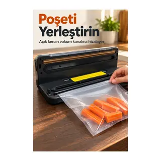 Vakum Paketleme Makinesi Sürgülü Kesicili Poşet Kapatma Cihazı
