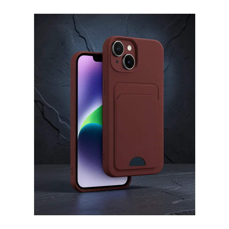 Apple İphone 14 Kılıf Kelvin Kartvizitli Silikon - Bordo