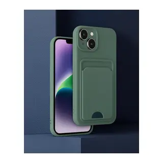 Apple İphone 14 Kılıf Kelvin Kartvizitli Silikon - Koyu Yeşil