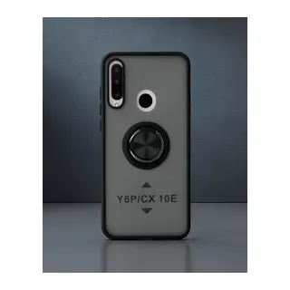 Huawei Y6p Kılıf Montreal Yüzüklü Silikon Kapak - Siyah