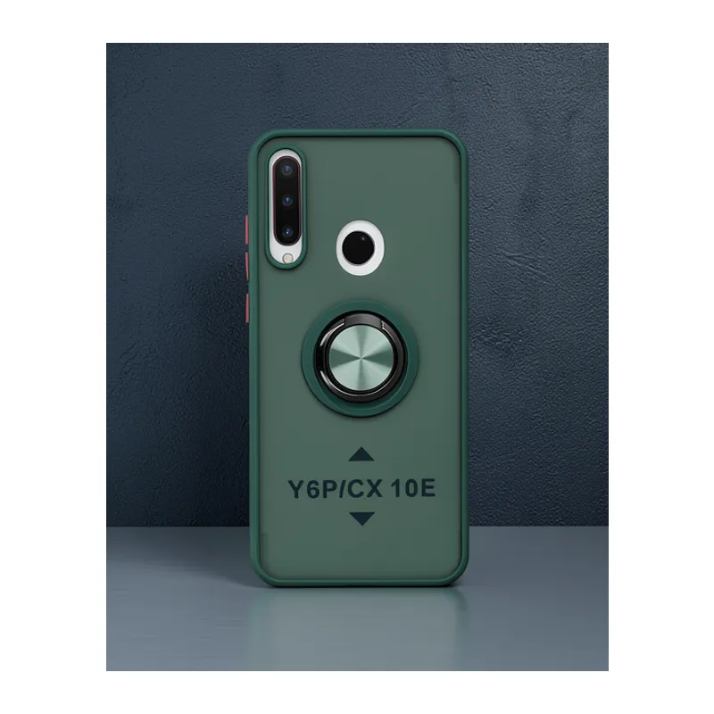 Huawei Y6p Kılıf Montreal Yüzüklü Silikon Kapak - Yeşil