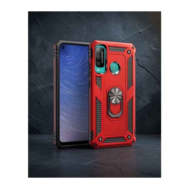 Huawei P40 Lite E Kılıf Sofya Yüzüklü Silikon Kapak - Kırmızı