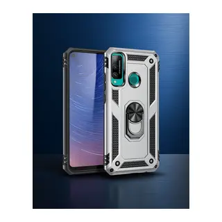 Huawei P40 Lite E Kılıf Sofya Yüzüklü Silikon Kapak - Gümüş