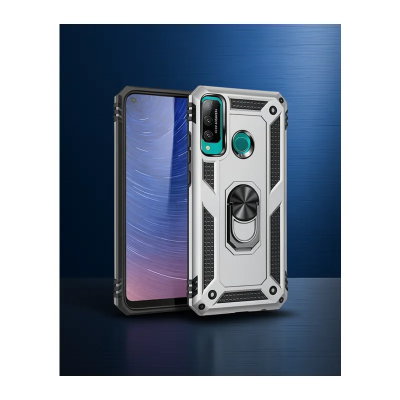 Huawei P40 Lite E Kılıf Sofya Yüzüklü Silikon Kapak - Gümüş