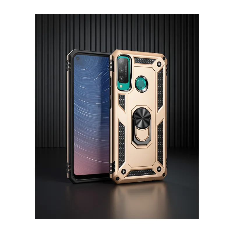 Huawei P40 Lite E Kılıf Sofya Yüzüklü Silikon Kapak - Gold