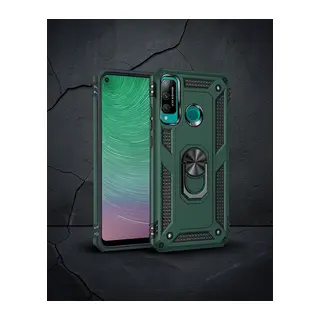 Huawei P40 Lite E Kılıf Sofya Yüzüklü Silikon Kapak - Yeşil
