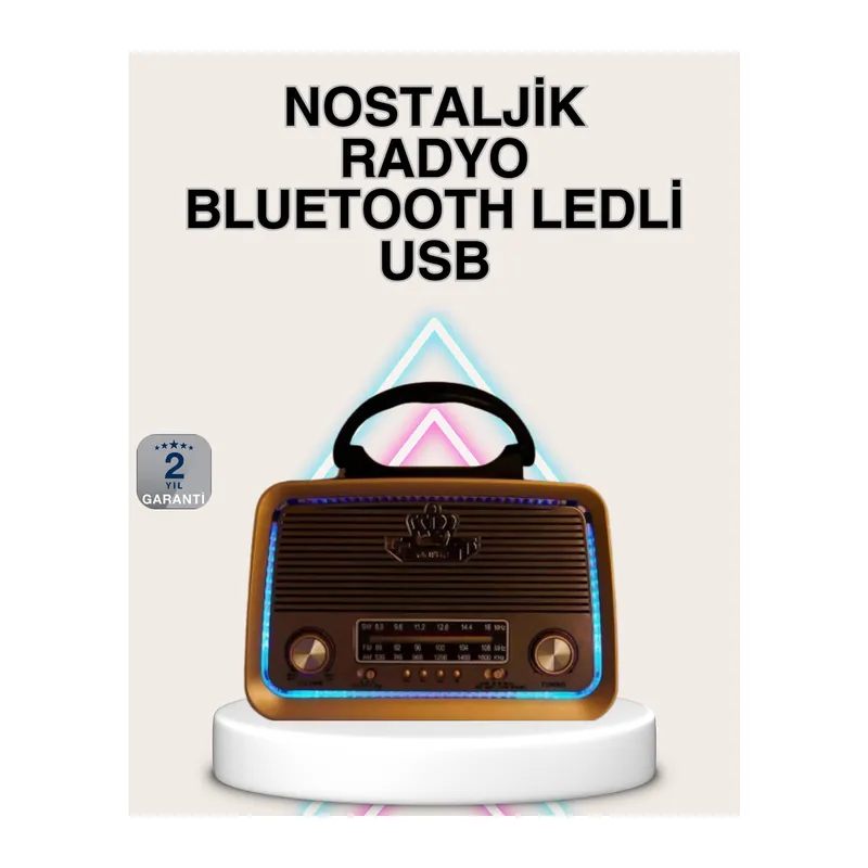 Ahşap Nostaljik Radyo Bluetooth USB SD Kart Destekli