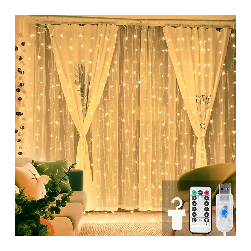 Beyaz Usb 3X3 Mt - 200 Led Peri Led Dekor Lamba