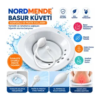 Pompalı Oturma Banyosu Küveti Hemoroid ve Makat Çatlağı İçin Klozet Üstü Ilık Su Leğeni