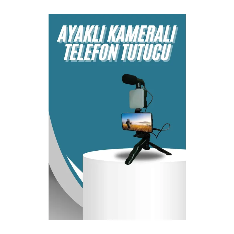 Video Making Kit Telefon Tutucu Vlog Video Mini Led Işıklı