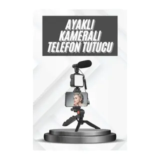 Telefon Tutucu Mikrofonlu Işıklı Youtuber Video Kayıt