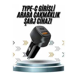 Hızlı Oto Şarj Cihazı 38W Çift Girişli HIzlı Şarj Oto Çakmaklık Type-C
