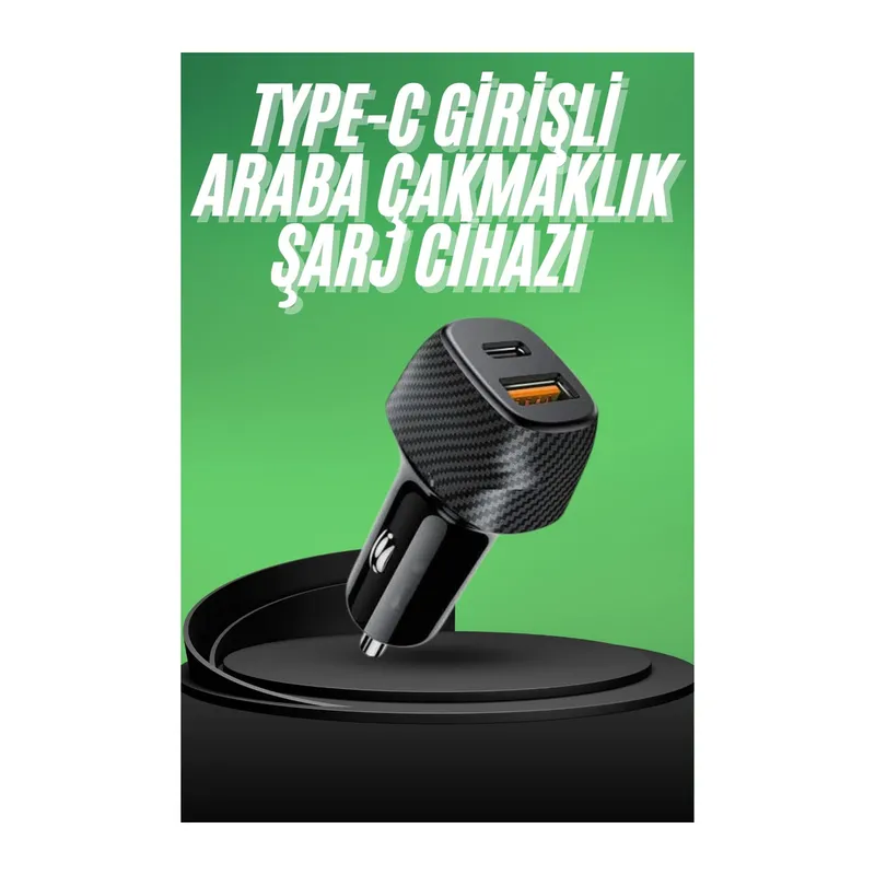 Type-C Girişli Araba Çakmaklık Şarj Cihazı 38W Oto Çakmaklık