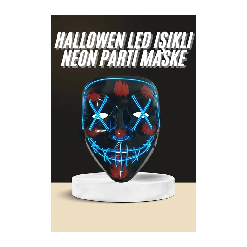 Işıklı Led Maske Parti Eğlence Maskesi Hallowen Neon Maske