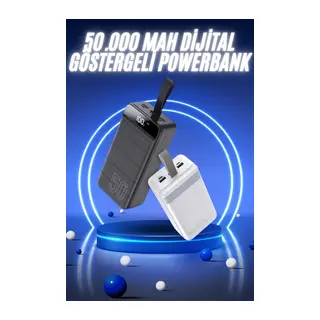 50.000 Mah Powerbank Turbo Hızlı Led Göstergeli Android İOS Uyumlu Taşınabilir Askılı