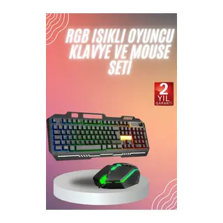 RGB Işıklı Gaming Oyuncu Klavye Q Klavye Mouse Hediyeli