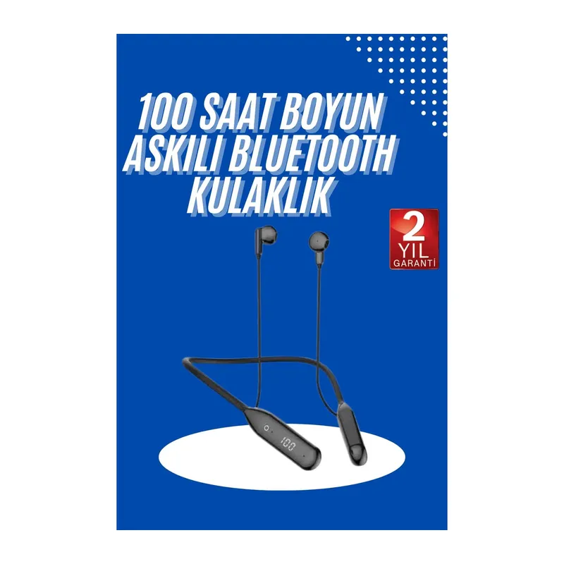 100 Saat Kablolu Boyun Askılı Dijital Göstergeli Bluetooth Kulaklık
