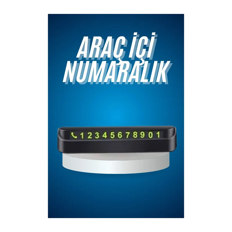 Araç İçi Numaratör Numaralık Oto Cam Kartı Fosforlu Numaratör