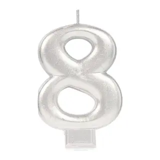 8 Rakam Mum Gümüş Renk